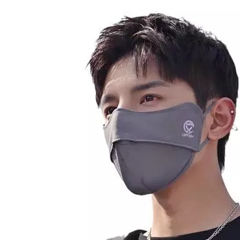 Защита от ультрафиолета, однотонная солнцезащитная маска для лица, эластичная маска Ice Silk для велоспорта Black-Style B