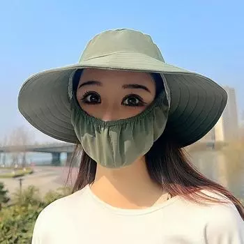 Защита от ультрафиолета Солнцезащитная маска Шляпа Защита от солнца Рыбацкая шляпа Модная женская солнцезащитная шляпа для верховой езды чёрный