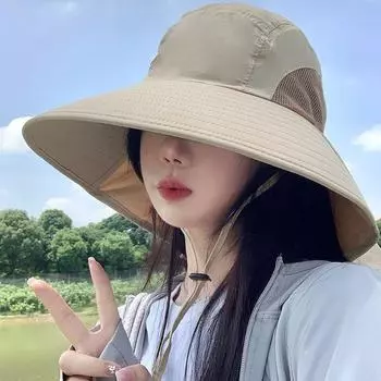 Защита от ультрафиолета женская летняя шляпа для альпинизма, рыбалки, с большими полями, для велоспорта, защиты лица и шеи size хаки