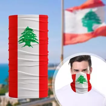Защита от ультрафиолетового излучения Мужская повязка на голову с флагом Ливана Бандана на шею для лица Велосипедный чехол для лица Теплый женский Cam B3W9 Red-One size