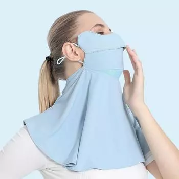 Защита плеч, защита от ультрафиолета, нагрудник, повязка на лицо, повязка на шею, солнцезащитный шарф для лица, маска из ледяного шелка чёрный