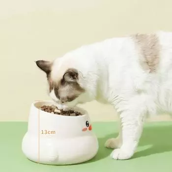 Защита шеи наклонная миска для кошек мультяшная миска для кормления кошек миска для воды и еды для кошек и собак жёлтый