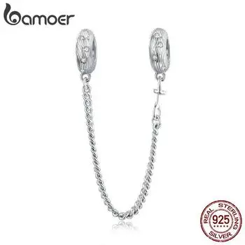 Защитная цепочка BAMOER Water Wave Guardian с силиконовым шармом подходит для оригинального браслета или браслета, ювелирные изделия из стерлингового серебра 925 пробы