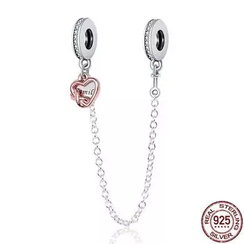 Защитная цепочка из стерлингового серебра 925 пробы с романтическими цветами и воздушными шарами, подвески из бисера, подходят для оригинальных браслетов Pandora, подвески для женщин, сделай сам, ювелирные изделия