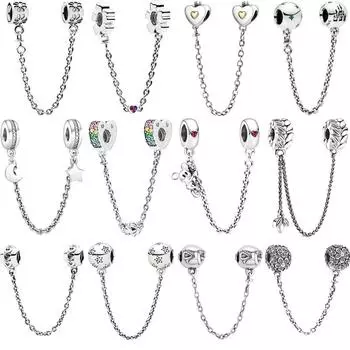 Защитная цепочка S925 из стерлингового серебра, подвески, кулон, европейские бусины, подходят оригинальные подвески, браслет-цепочка для девочек, женщин, изготовление ювелирных изделий
