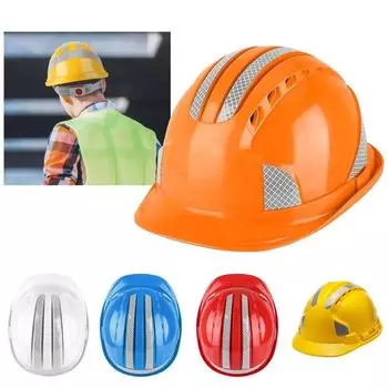 Защитная каска со светоотражающими полосами Защитная шапка со светоотражающими полосами Защитная каска на рабочем месте оранжевый