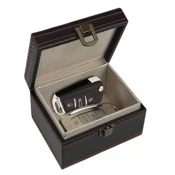 Защитная клетка для автомобильного ключа с черным чехлом из искусственной кожи, противоугонный брелок, защитная коробка для RFID-сигнала, радиационная безопасность