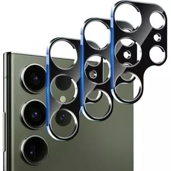 Защитная крышка для объектива камеры из закаленного стекла для Samsung Galaxy S24 Ultra S23 FE S22 Plus S21 A55 5G A35 A15 A25 A54 A34 A24 A14 Защитные аксессуары S24 чёрный