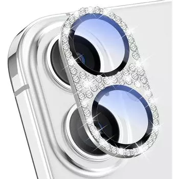 Защитная крышка для объектива камеры со стразами и бриллиантами для iPhone 16 Pro Max 15 Plus 14 13 Mini 12 11 16Pro 16Plus iPhone16 Защитные аксессуары For iPhone 16 серебряный