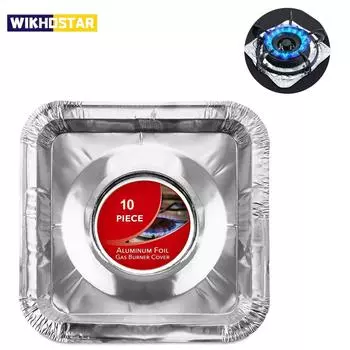 Защитная крышка для плиты, вкладыши для газовой горелки, одноразовые алюминиевые фольги, квадратные чехлы для горелок, кухонные аксессуары, коврик 10pcs