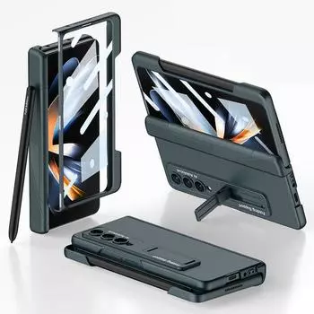 Защитная крышка с магнитным шарниром для Samsung Galaxy Z Fold 4 Z Fold 5 Z Fold 3 5G, чехол с гнездом для ручки и кронштейном для подставки Samsung Z fold 4 красный