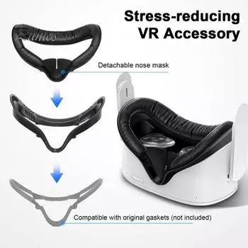 Защитная маска для головы VR Съемная защита для носа Износостойкая дышащая защита от пота Простая установка Пенопластовая подушка Аксессуары VR для Oculus/Meta Quest 2 чёрный
