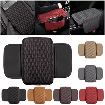 Защитная накладка на центральную консоль автомобиля, кожаная подушка для подлокотника с карманом, защитная накладка на подлокотник автомобиля, повышенная поддержка светло-серый