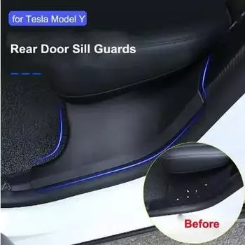 Защитная накладка на порог задней двери для Tesla Model Y, защитная накладка на порог автомобиля из АБС-пластика, антигрязезащитная полоса, украшение интерьера автомобиля чёрный