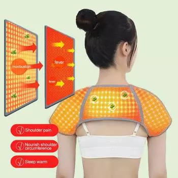 Защитная наплечная подушка из бамбукового углеродного волокна с точечной матрицей, горячая компрессионная подушка, обезболивающая грелка для шеи и плеч XL