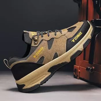 Защитная обувь для походов, стильные износостойкие мужские повседневные кроссовки с эластичными шнурками, обувь на плоской подошве 2024 года, новый стиль, весна-осень 39 серый