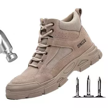 Защитная обувь для труда, мужская, противоударная и противоколющая, рабочая, сварщик, стальная головка, старая защитная обувь, весна-осень D586 36 хаки