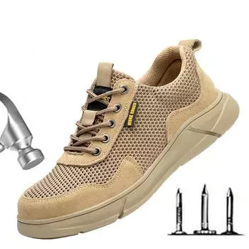 Защитная обувь для труда мужская стальная противоударная антипрокольная легкая дышащая удобная летняя мужская защитная обувь D135 37 верблюд