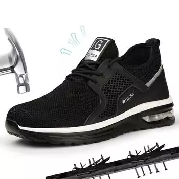 Защитная обувь для труда. Мужская защитная обувь с защитой от разбивания и прокалывания на воздушной подушке, легкая тканая защитная обувь для работы. 36