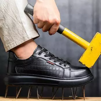 Защитная обувь из коровьей кожи Мужские ботинки Композитный носок Электроизоляционная обувь Нескользящая рабочая обувь Проколозащищенная неразрушаемая обувь 38