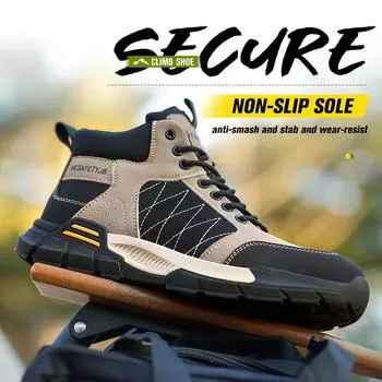 Защитная обувь, мужские рабочие ботинки со стальным носком, уличные рабочие ботинки, устойчивая к проколам резиновая рабочая обувь, мужские защитные ботинки с защитой от повреждений, конструкция 37 чёрный