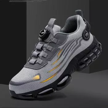 Защитная обувь с вращающейся кнопкой, мужская рабочая обувь с защитой от ударов и проколов, модная мужская спортивная обувь, защитные защитные ботинки для мужчин 36 серый