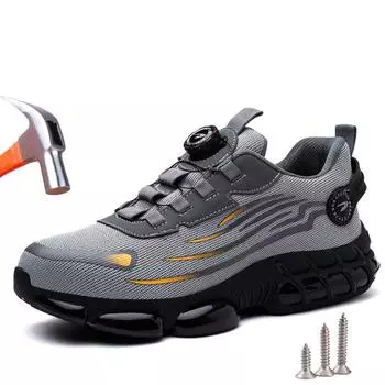 Защитная обувь с вращающимися кнопками для мужчин и женщин, противоударные и противопрокольные рабочие ботинки, мужские защитные защитные ботинки, рабочие кроссовки 37