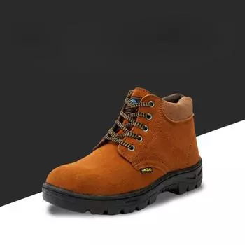Защитная обувь с высокой лодыжкой. Мужская осенне-зимняя замшевая обувь. Противоударная и противопроникающая защитная обувь со стальным носком. Защитная обувь. 37