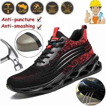 Защитная обувь со стальным носком для мужчин и женщин, легкие рабочие кроссовки, устойчивая к проколам рабочая обувь, строительные мужские защитные рабочие ботинки 36 чёрный