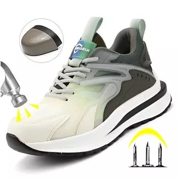 Защитная обувь со стальным носком. Мужские защитные ботинки. Противоударные рабочие кроссовки с защитой от проколов. Защитная неразрушимая обувь. Мужская защитная обувь на платформе. 47 синий