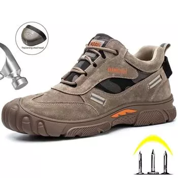 Защитная обувь со стальным носком, мужские противоударные, противоскользящие рабочие туфли, мужская защитная неразрушимая обувь, защитные ботинки с защитой от проколов 38
