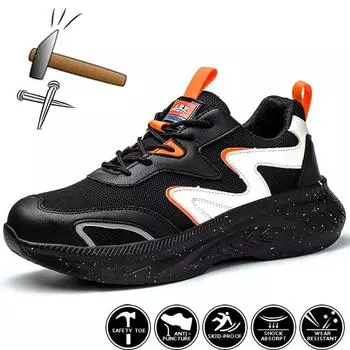 Защитная обувь со стальным носком с защитой от ударов, мужские рабочие защитные ботинки, мужская рабочая обувь с защитой от проколов, износостойкие кроссовки для строительных работ 45 белый