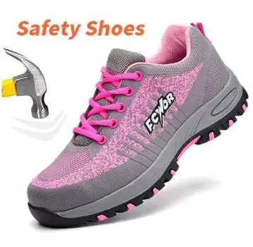 Защитная обувь, женские кроссовки со стальным носком, легкие проколы, женские розовые ботинки 40 розовый
