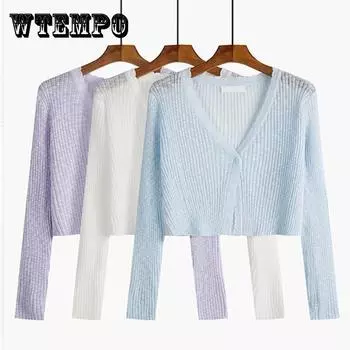 Защитная одежда от солнца, женский летний шелковый тонкий шаль, вязаный кардиган, пальто с юбкой, женский топ с длинными рукавами XL белый