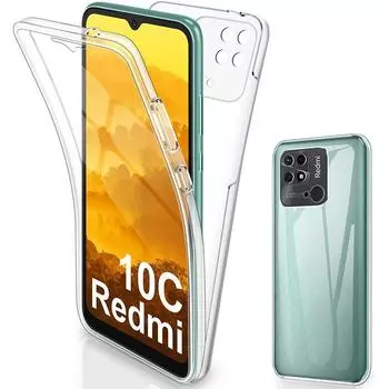 Защитная передняя часть экрана и жесткая задняя панель ПК для XiaoMi RedMi 10C RedMi10C Противоударный защитный двойной противоударный чехол Силиконовый чехол с полным покрытием на 360 градусов RedMi 10C чистый