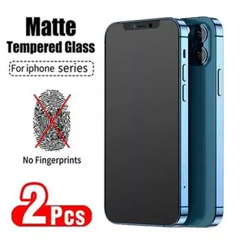 Защитная пленка без отпечатков пальцев для iPhone 11, 12, 13, 14, 15 Pro Max Mini XS XR X 8 7 Plus SE 2022, матовая пленка из закаленного стекла, 2 шт. iphone 11 чёрный