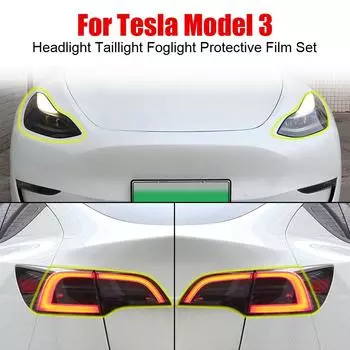 Защитная пленка, черненая для Tesla Model 3, набор защитных пленок для ламп из ТПУ, меняющая цвет пленка, меняющая цвет, фара, задний фонарь, модификация противотуманных фар Transparent Foglight