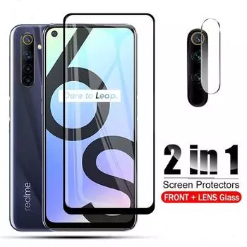 Защитная пленка для экрана 2-в-1 для OPPO Realme C3 5 5i 5Pro GT 8, закаленное стекло + стекло камеры для OPPO Realme 6 6i 6S 6pro 7 7pro, защитная стеклянная пленка OPPO Realme GT чёрный
