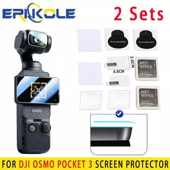 Защитная пленка для экрана 2PC для DJI Osmo Pocket 3 Gimbal Camera Accessories Защитная пленка для объектива из закаленного стекла HD с защитой от царапин