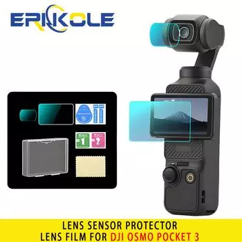 Защитная пленка для экрана 2PC для DJI Osmo Pocket 3 Gimbal Camera Accessories Защитная пленка для объектива из закаленного стекла HD с защитой от царапин