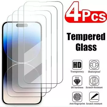 Защитная пленка для экрана Apple iPhone 13 14 15 16 Pro Max 14 15 16 Plus 13 Mini 4 шт. HD закаленное стекло iphone 11 чистый