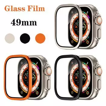 Защитная пленка для экрана Apple Watch Ultra 49 мм, закаленное стекло HD с металлической рамкой, устойчивое к царапинам, аксессуары для Iwatch Ultra 49 мм 49mm