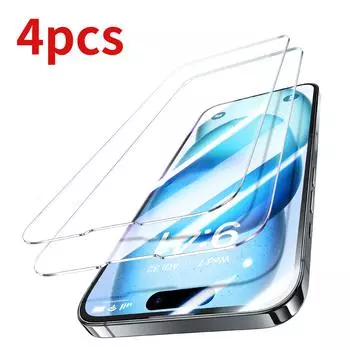 Защитная пленка для экрана из 4 предметов для iPhone 15Pro Max 15Pro 9H HD, прозрачная пленка из закаленного стекла для iPhone 15 14 13 12 без пузырьков iphone 11 чистый