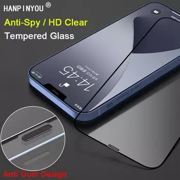 Защитная пленка для экрана конфиденциальности для iPhone 14, 13, 12, 11 Pro Max XR 7, 8 Plus, прозрачная антишпионская 3D сенсорная пылезащитная сетка, полное покрытие, закаленное стекло 9H