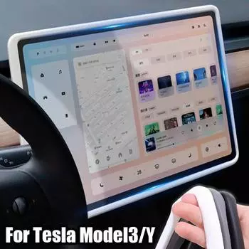 Защитная пленка для экрана навигации Tesla Model 3 Y, силиконовая рамка экрана, защитная крышка для центрального управления чёрный