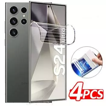 Защитная пленка для экрана Samsung Galaxy S23 S21 S20 FE, 4 шт., гидрогелевая пленка для S20 S21 S22 S23 S24 Ultra Plus, защитная пленка для экрана samsung note20 ultra чистый