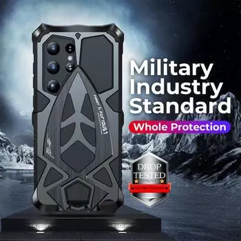 Защитная пленка для экрана Samsung S24 Ultra Luphie, прочный чехол для телефона, бронированный чехол Galaxy, противоударный металлический чехол, военный бампер For S24 Ultra&and screen protector