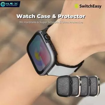 Защитная пленка для экрана Switcheasy и комплект чехлов из сплава, совместимый с Apple Watch S6/7/8/9, защитная пленка по шкале Мооса 9, твердость для чехла iwatch 41/45 мм 41mm