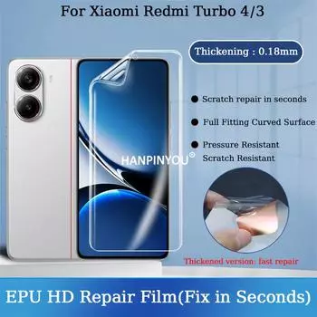 Защитная пленка для экрана Xiaomi Redmi Turbo4 3 14C 13C 12C POCO M6 F6 C65 C55 Мягкая прозрачная утолщенная гидрогелевая пленка EPU с защитой от царапин, автоматическое исправление за считанные секунды For Redmi 14C
