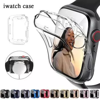 Защитная пленка для Apple Watch Case 49 мм 45 мм 41 мм 44 мм 40 мм Полный бампер TPU Cover Аксессуары Iwatch Series Ultra 9 8 7 6 5 Series 4 5 6 SE 40MM прозрачный